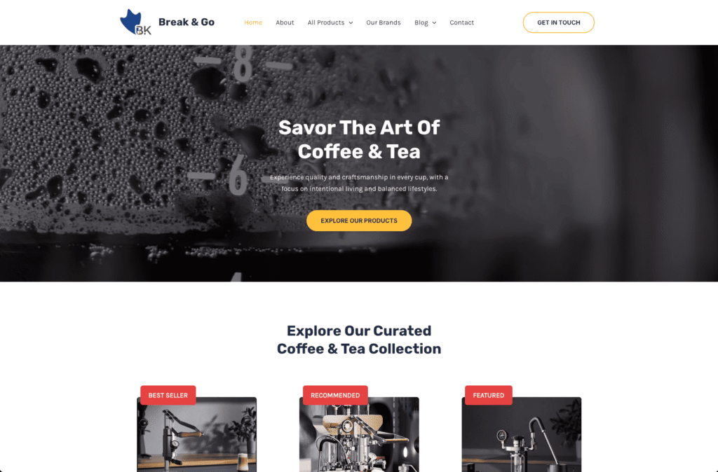 screenshot of past client project hero section
