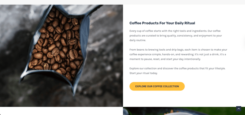 screenshot of past client project about section